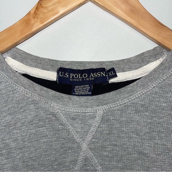 U.S. Polo Assn. Crew Neck Thermal Men's Size XL Grey Heather Long Sleeve Vintage - Picture 5 of 9